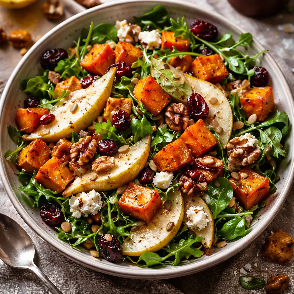 Autumn Salad with Roasted Pumpkin, Pear, and Gorgonzola Cheese - photo 1
