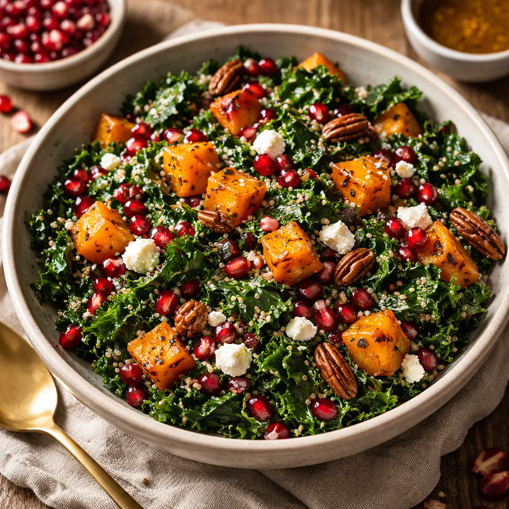 Autumn Salad with Roasted Butternut Squash, Kale, and Pomegranate - photo 1