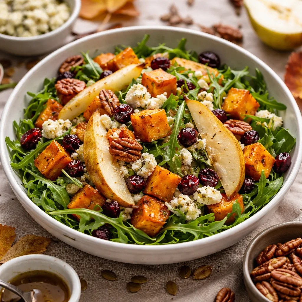 Autumn Salad with Roasted Pumpkin, Pear, and Gorgonzola Cheese - photo 1