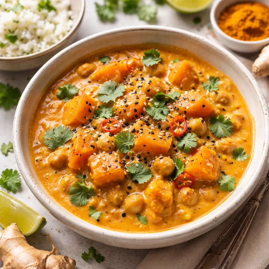 Kremowe Curry z Dyni i Ciecierzycy z Nutą Kokosa i Imbiru - zdjęcie 1