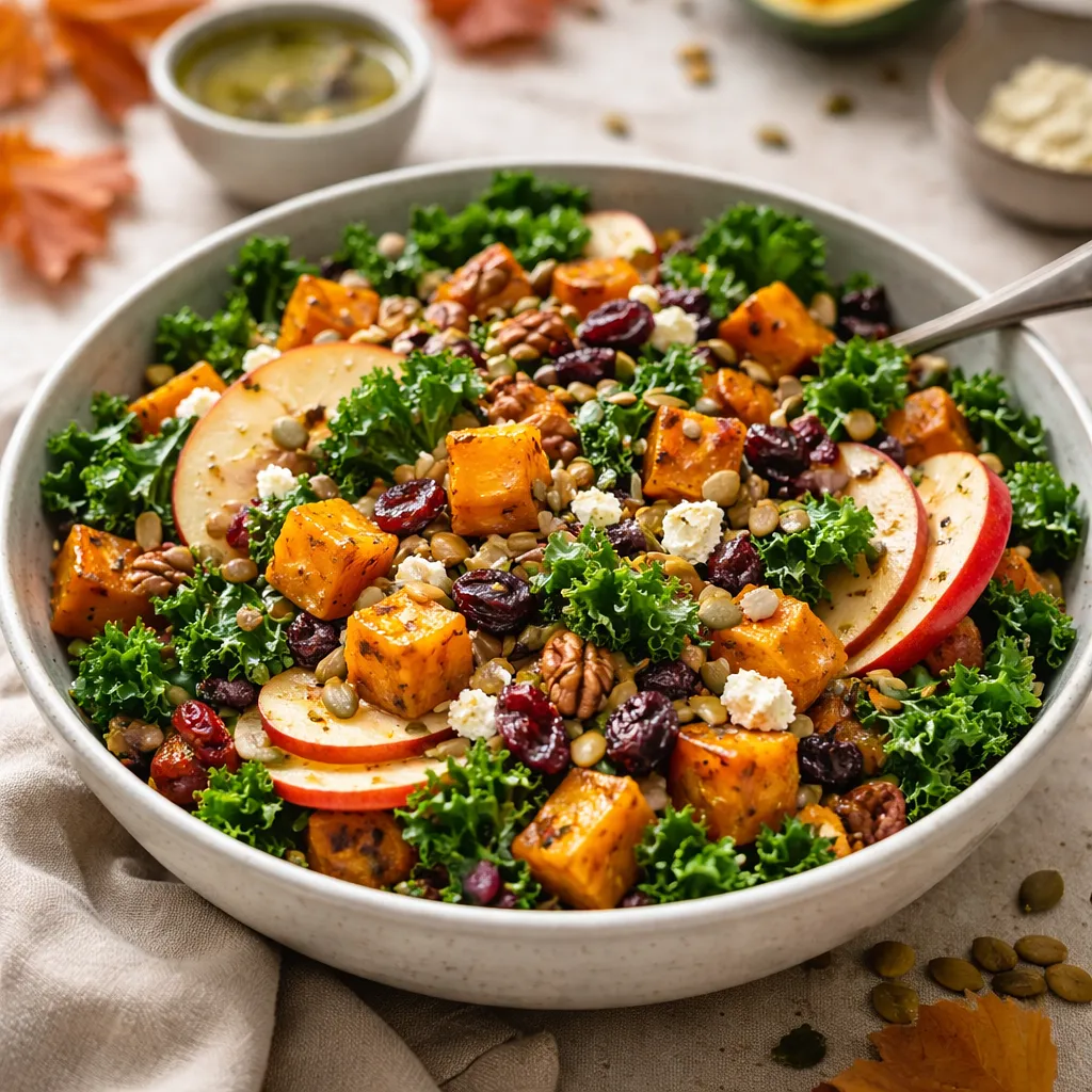 Recipe for: Autumn Salad with Roasted Butternut Squash and Kale - photo 1