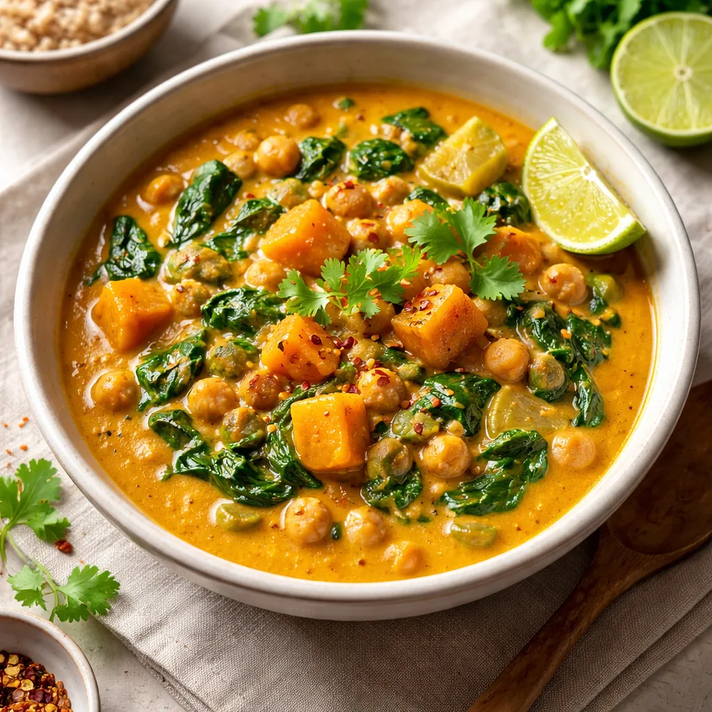 Creamy Pumpkin Curry with Chickpeas and Spinach (Kaddoo Chana Palak Masala) - photo 1