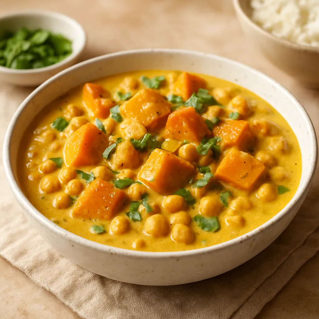 Kremowe Curry z Pieczonej Dyni i Ciecierzycy z Nutą Kokosową - zdjęcie 1