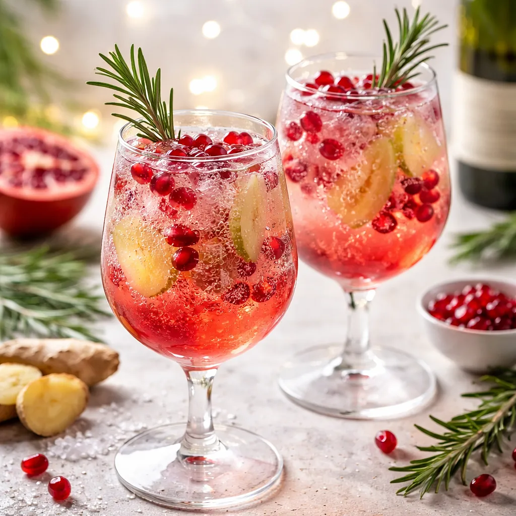 Sparkling Winter Drink with Pomegranate, Ginger, and Rosemary (non-alcoholic or with prosecco) - photo 1