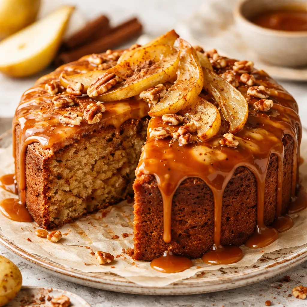 Quick Spiced Cake with Pears and Caramel Glaze - photo 1