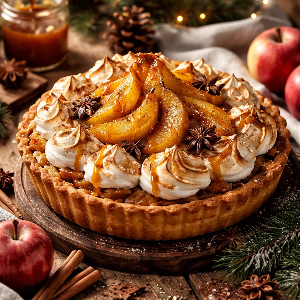 Szarlotka zimowa z korzenną bezą i karmelizowanymi gruszkami - zdjęcie 1