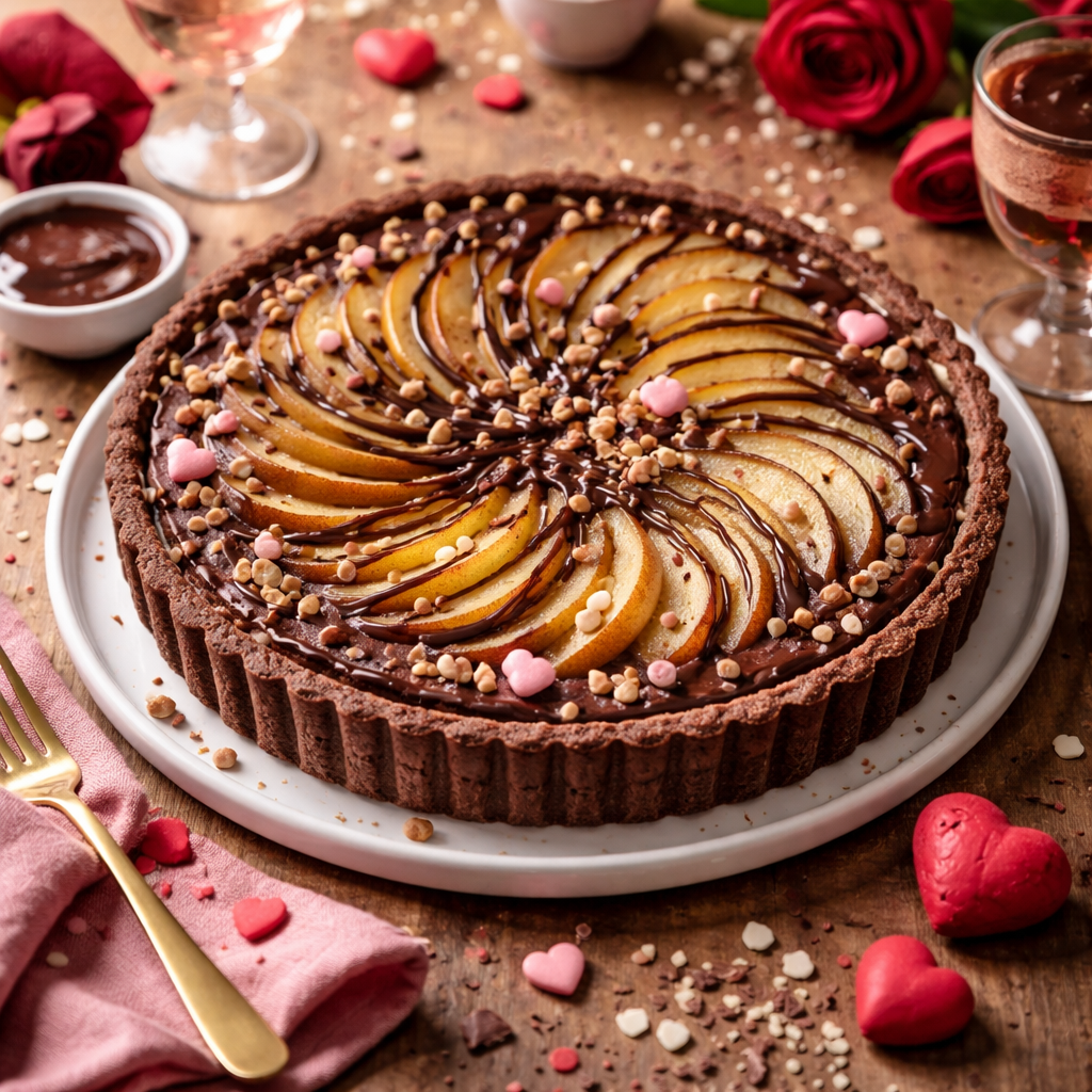 Tarta czekoladowo‑gruszkowa na Walentynki (wariant b8d16ccc) - zdjęcie 1