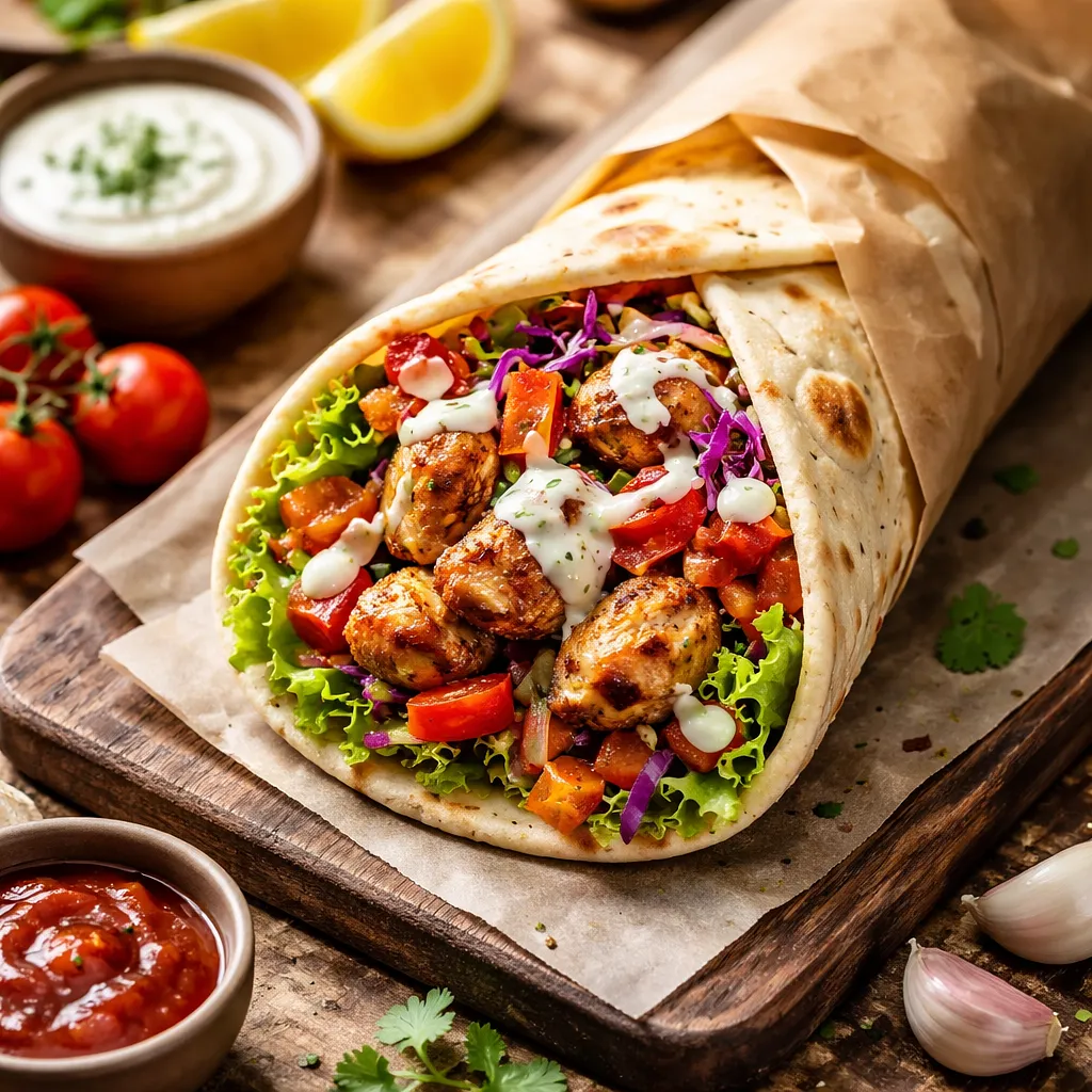 Kebab in lavash (homemade chicken kebab) - photo 1