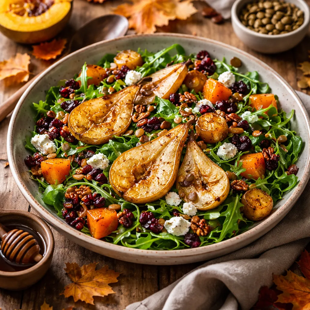 Traditional Autumn Salad with Roasted Pears and Pumpkin - photo 1