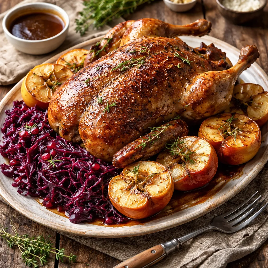 Roasted Duck with Apples and Glazed Red Cabbage - photo 1