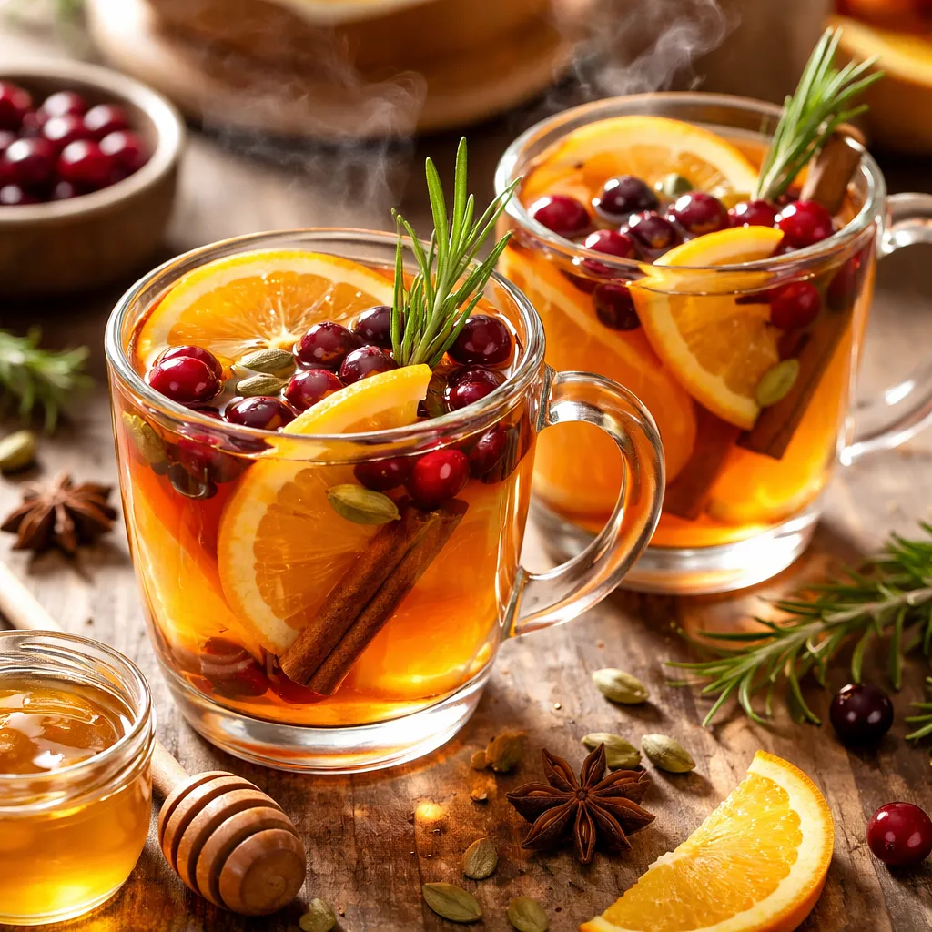 Recipe for: Traditional hot orange-cranberry drink with cardamom and honey - photo 1