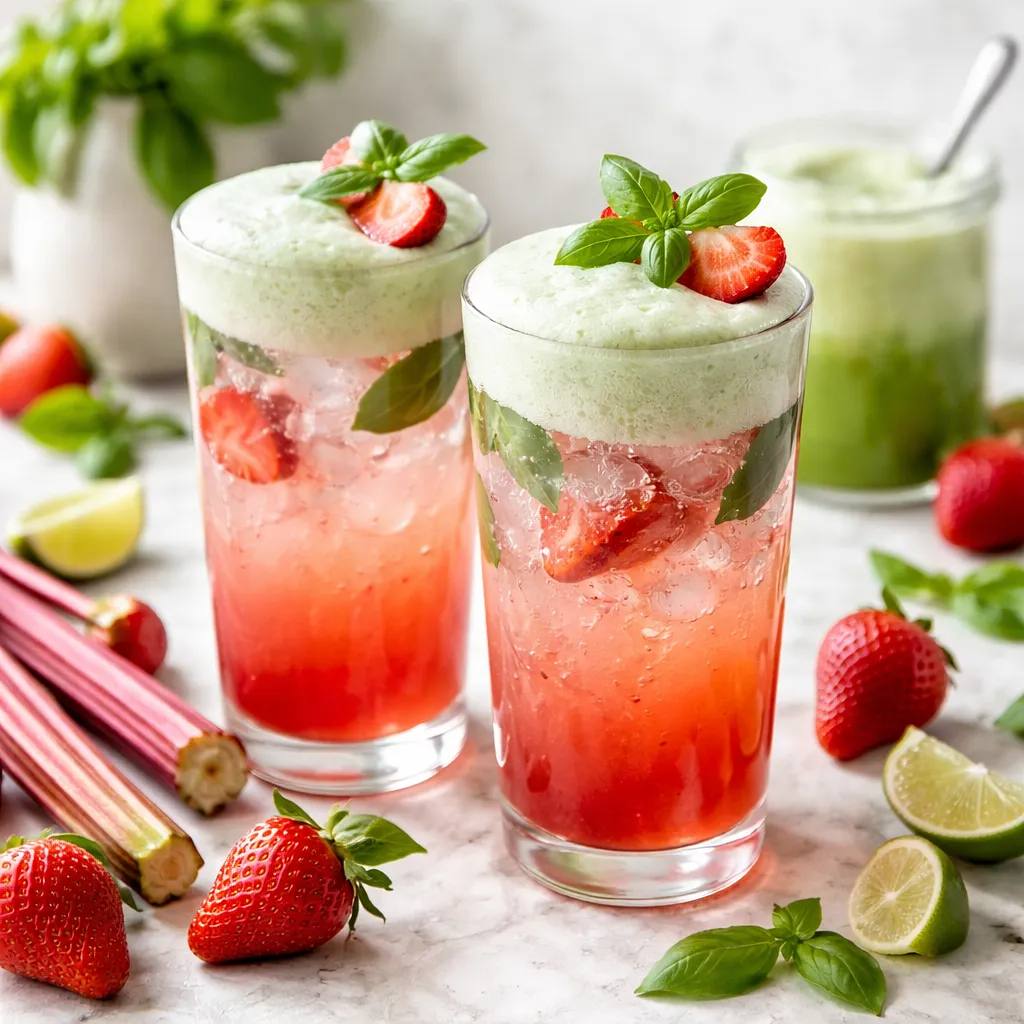 Recipe for: Spring Rhubarb-Strawberry Spritz with Basil Foam - photo 1