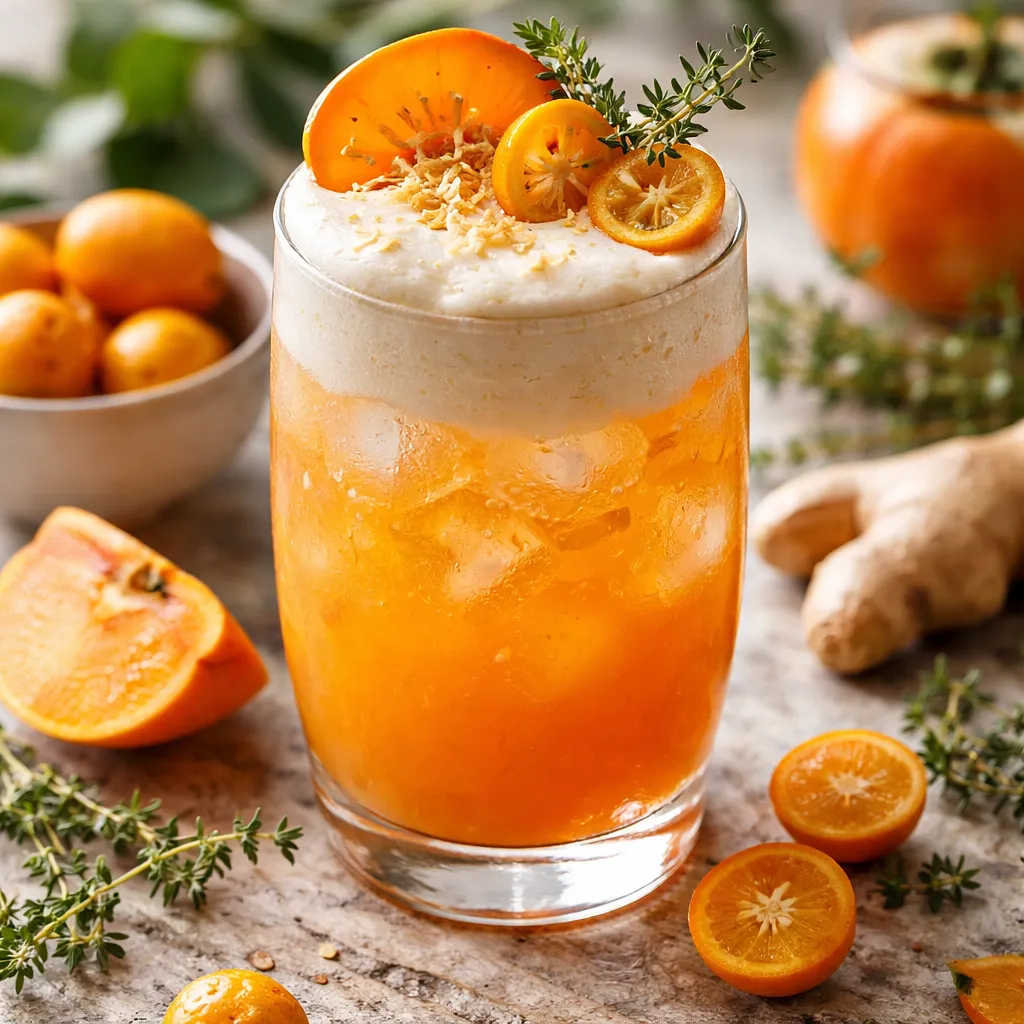 Recipe for: Modern Seasonal Cocktail: Persimmon & Kumquat with Ginger Foam - photo 1