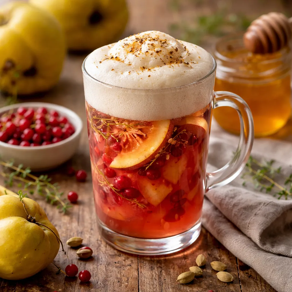 Recipe for: Traditional quince-currant infusion with honey-cardamom foam - photo 1