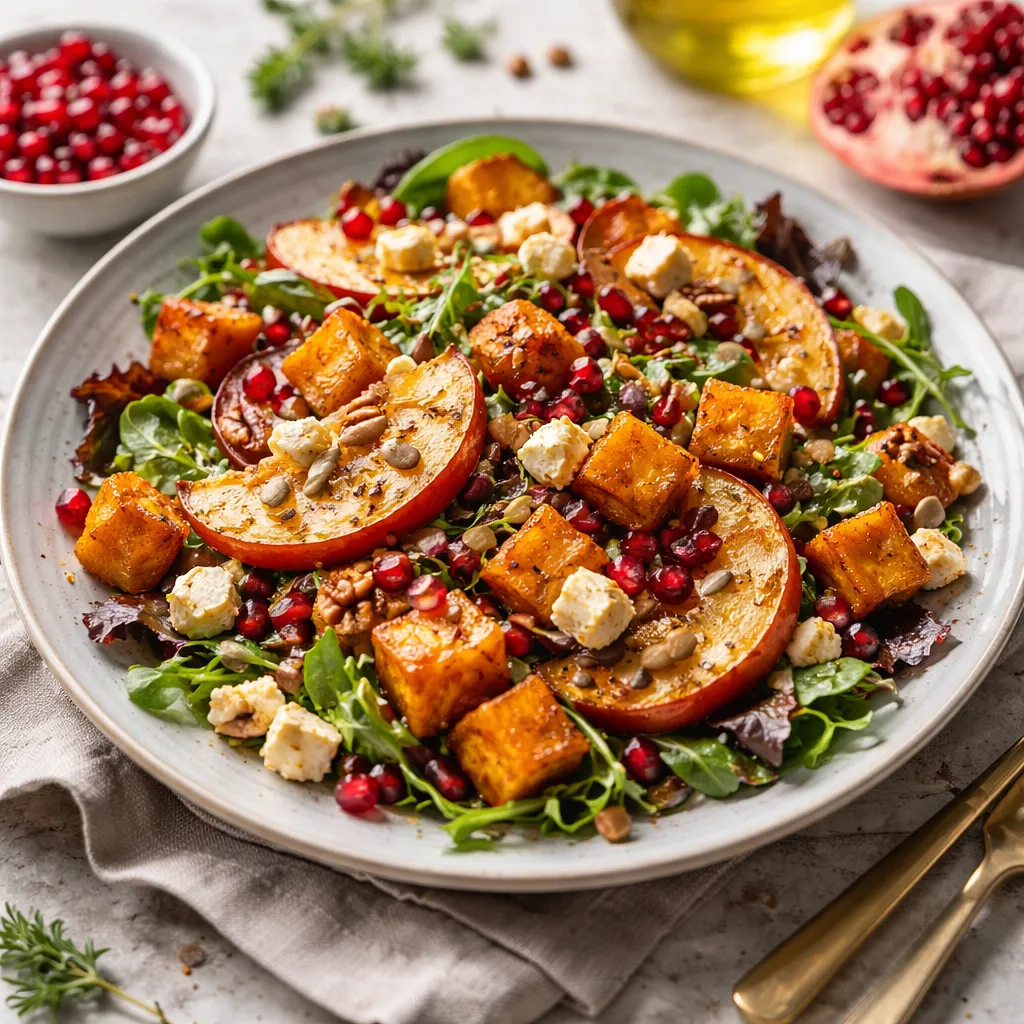 Recipe for: Winter salad with roasted pumpkin, caramelized apples, and pomegranate (variant e68a6741) - photo 1