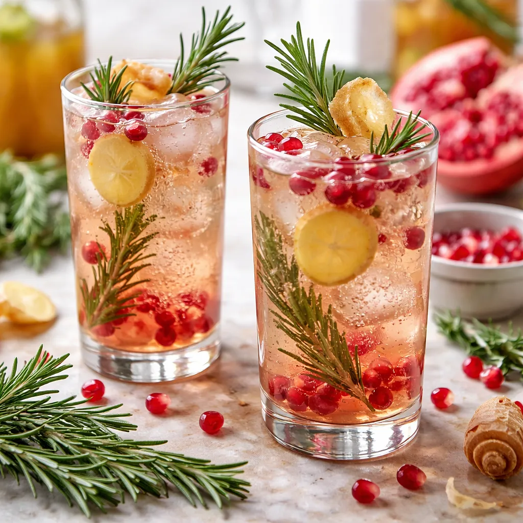Recipe for: Sparkling Winter Cocktail — Rosemary-Ginger Pomegranate Fizz - photo 1