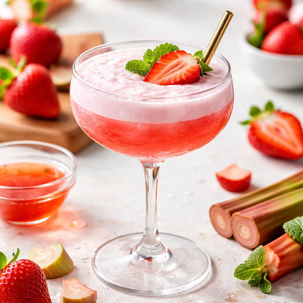 Recipe for: Spring Rhubarb-Strawberry Cocktail with Aquafaba Foam - photo 1