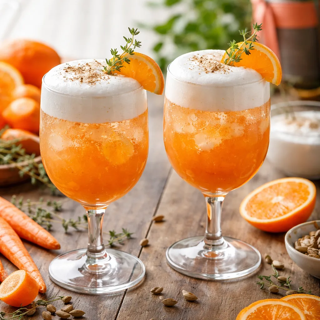 Recipe for: Sparkling clementine-carrot cocktail with aquafaba foam and a hint of cardamom - photo 1