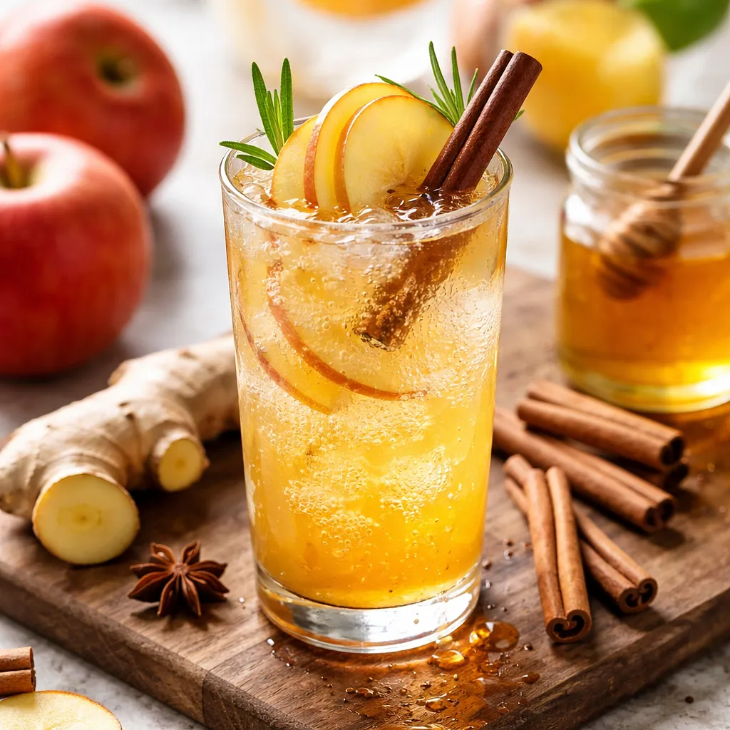 Sparkling apple-ginger drink with cinnamon-honey syrup - photo 1