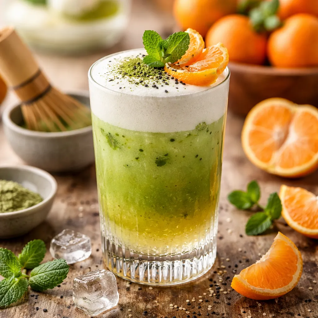 Seasonal fusion cocktail: tangerine with matcha and coconut foam - photo 1