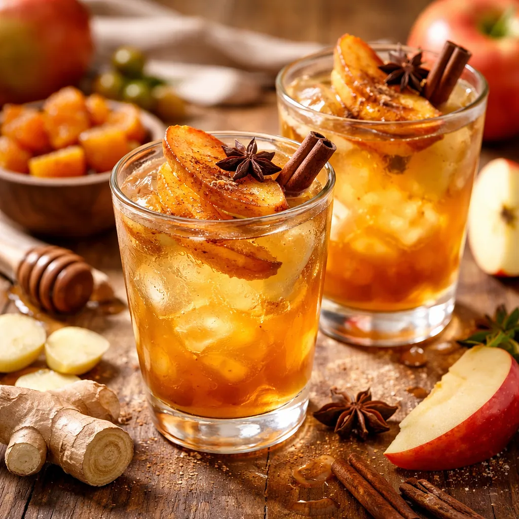 Quick Autumn Frozen Apple-Ginger Iced Tea with Caramelized Apples - photo 1