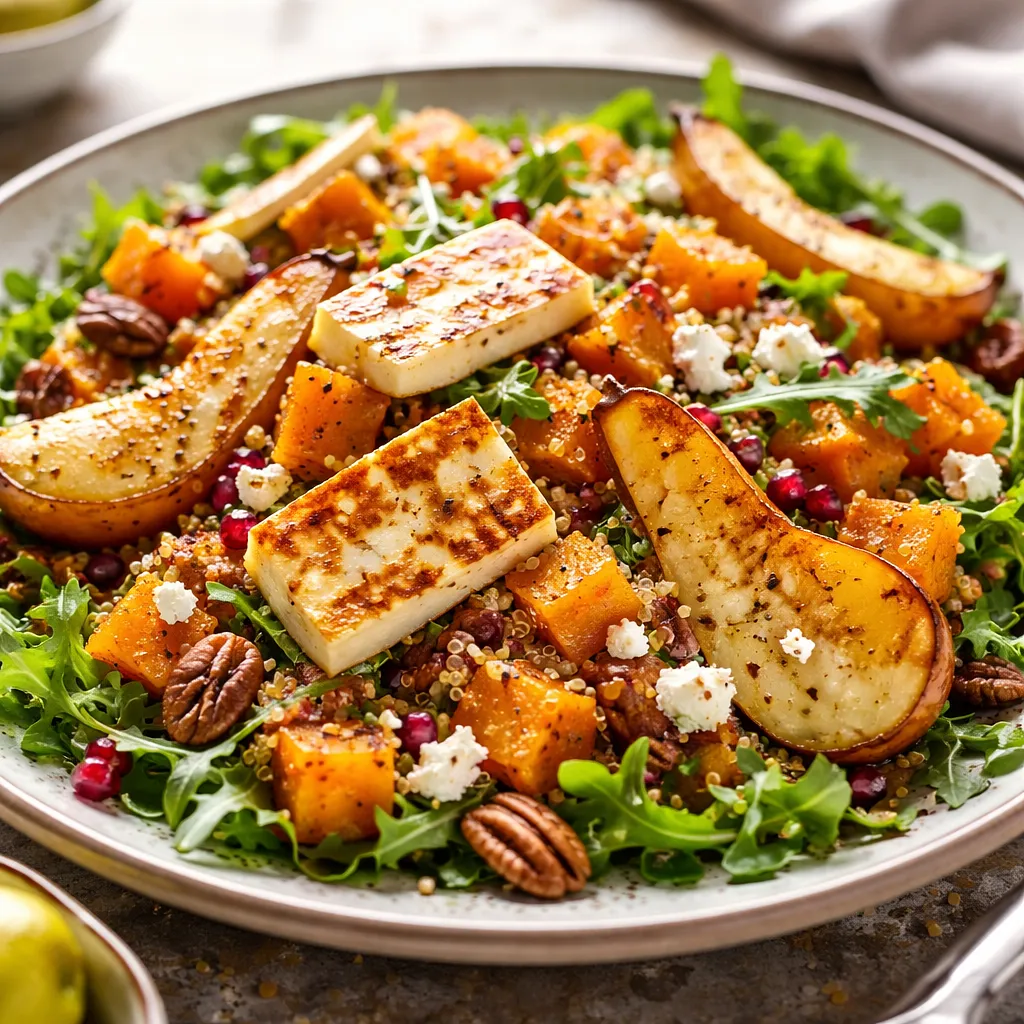 Recipe for: Fusion Salad: Roasted Butternut Squash with Quinoa, Caramelized Pear, and Halloumi - photo 1