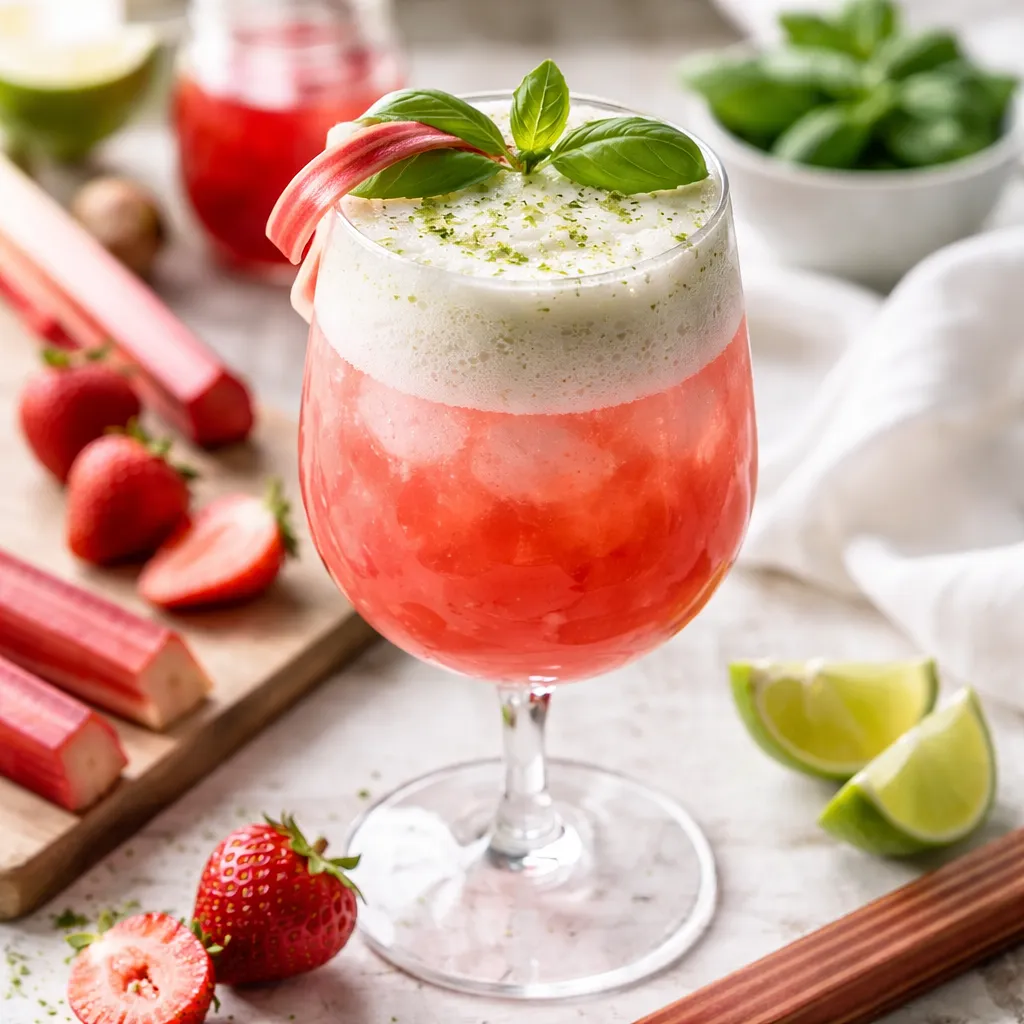 Wiosenny koktajl rabarbarowo-truskawkowy z bazyliową pianką (wariant 9f3457e3) - zdjęcie 1