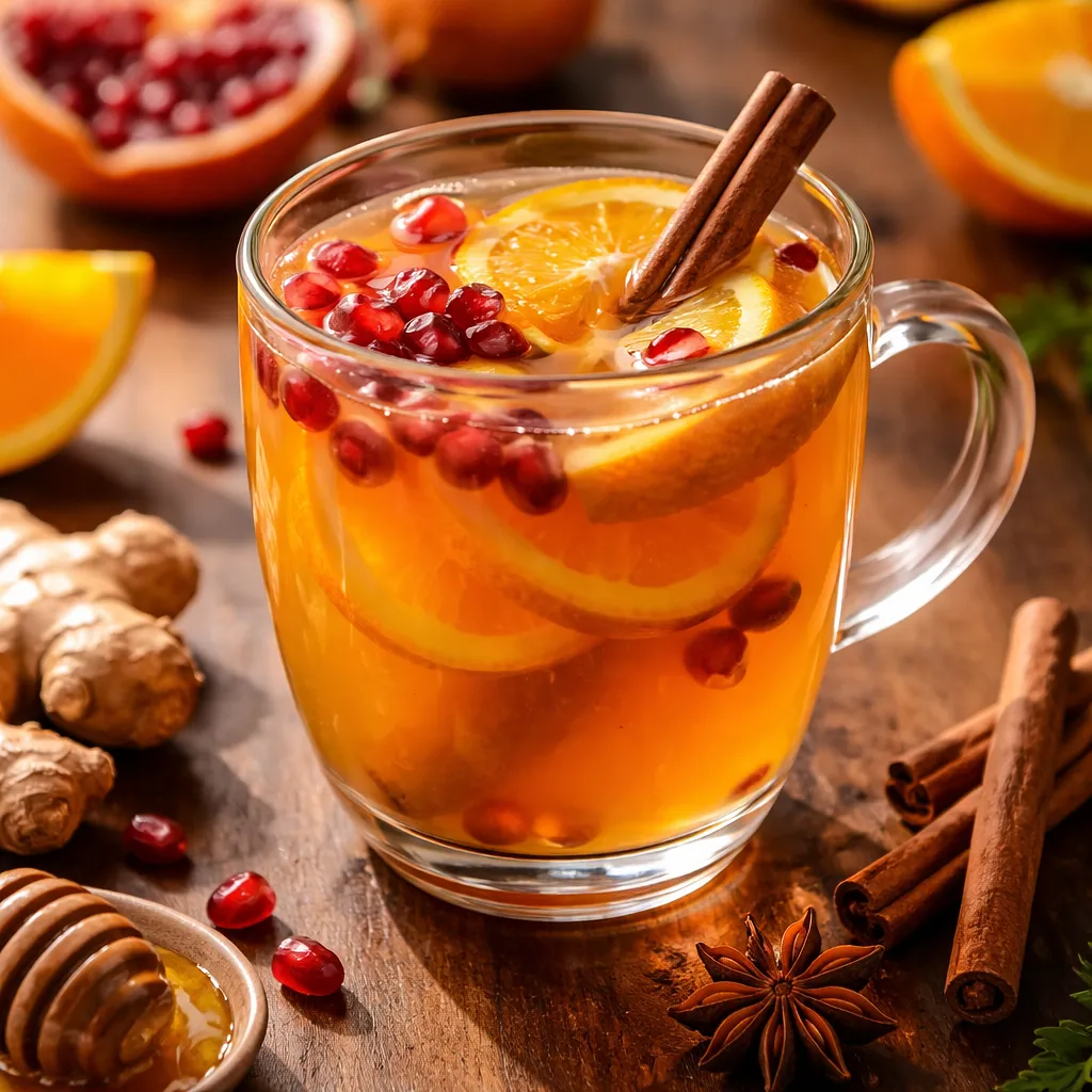 Recipe for: Warming ginger-orange drink with pomegranate - photo 1
