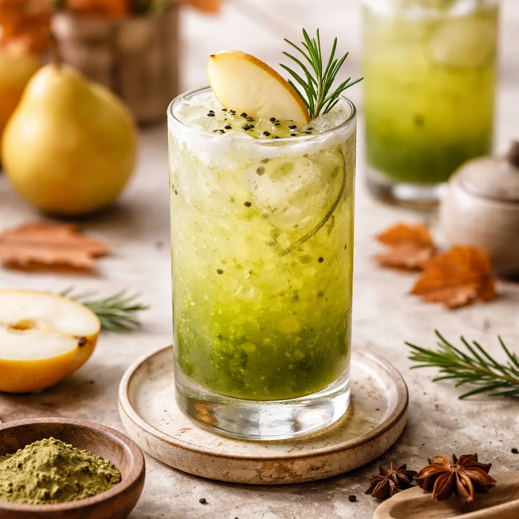 Przepis na: Matcha-Pear Fizz — jesienno-azjatycki napój fusion - zdjęcie 1