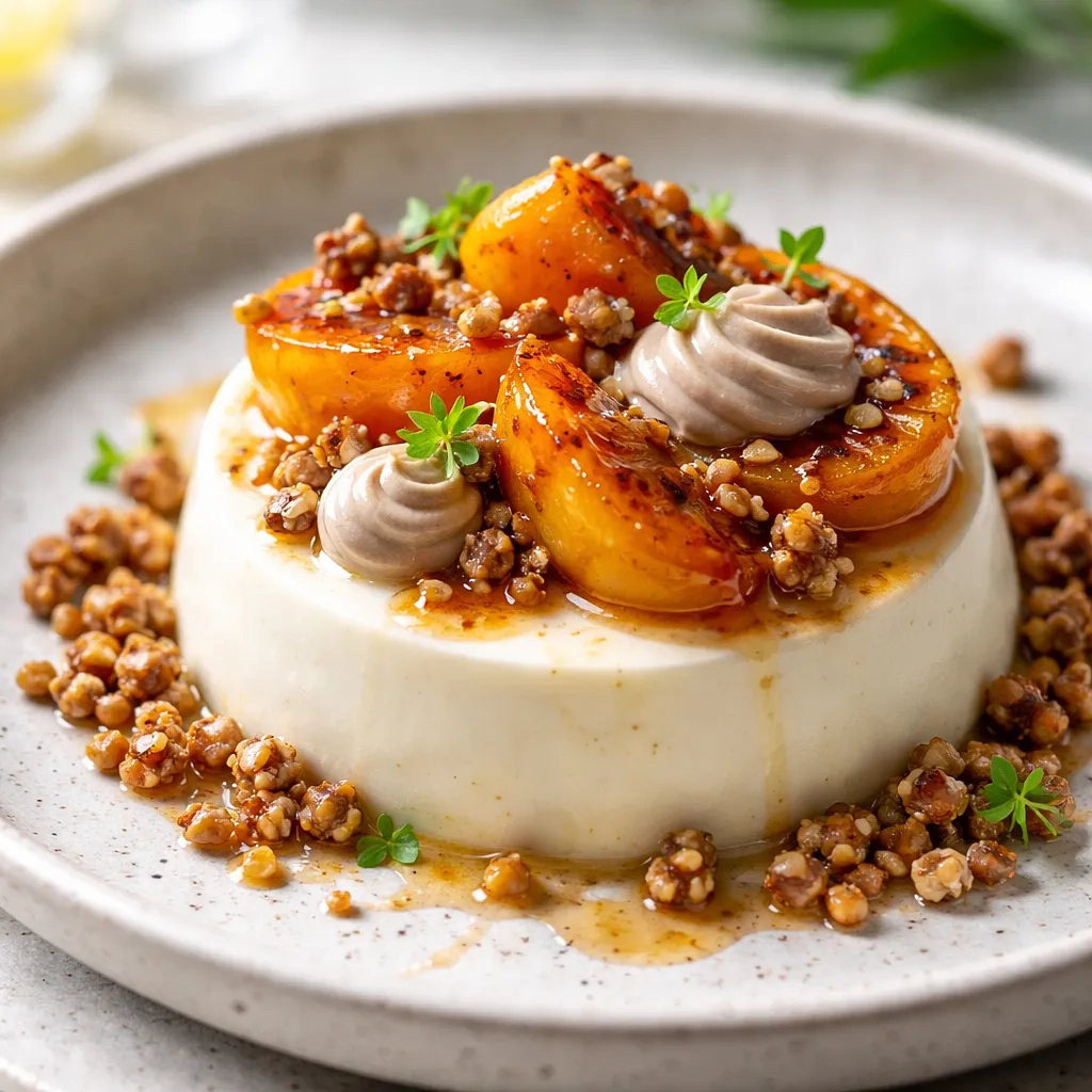 Przepis na: Yuzu panna cotta z pieczonym kaki, kremem kasztanowym i kruszonką gryczaną (fusion) - zdjęcie 1