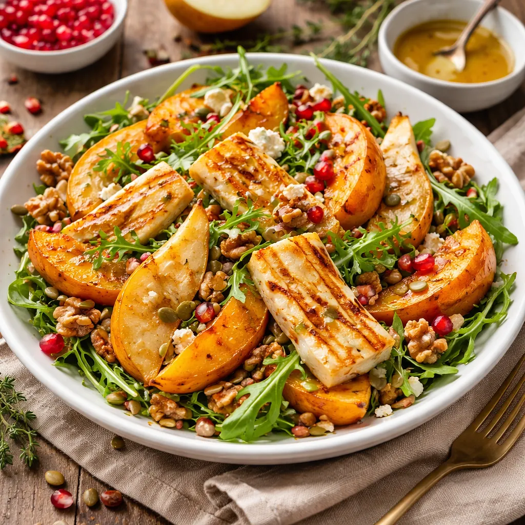 Recipe for: Seasonal salad with roasted pumpkin, pear, and halloumi - photo 1