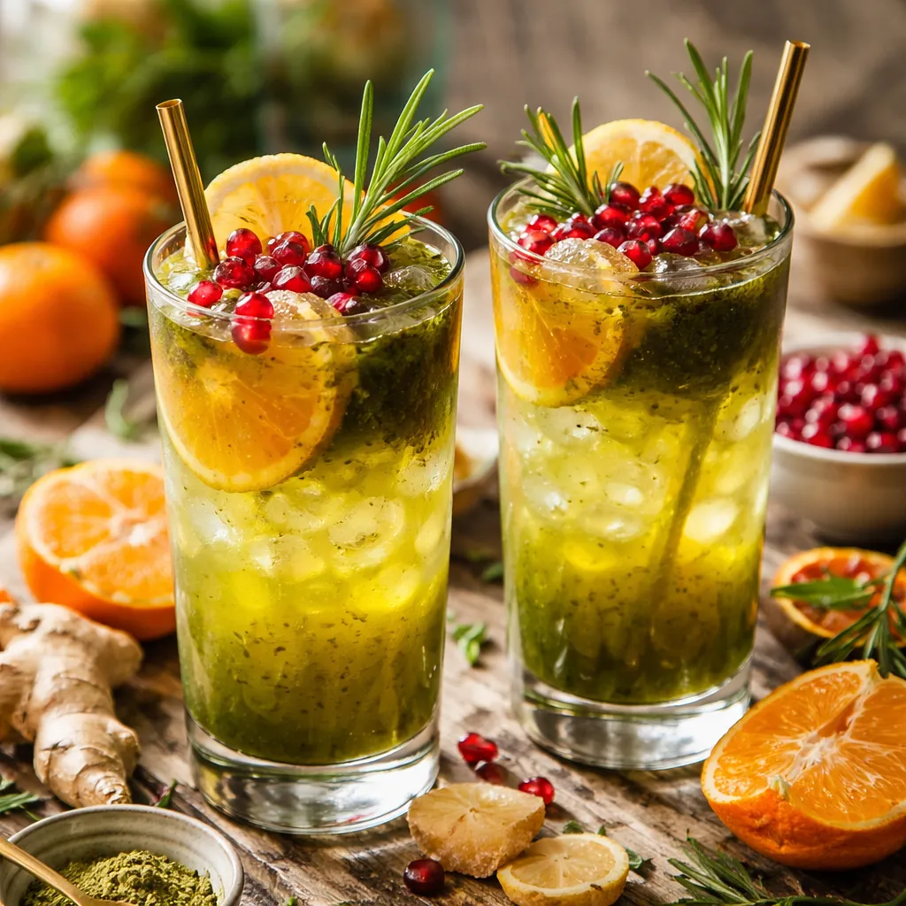 Recipe for: Winter tangerine-pomegranate cocktail with ginger and matcha (fusion) - photo 1