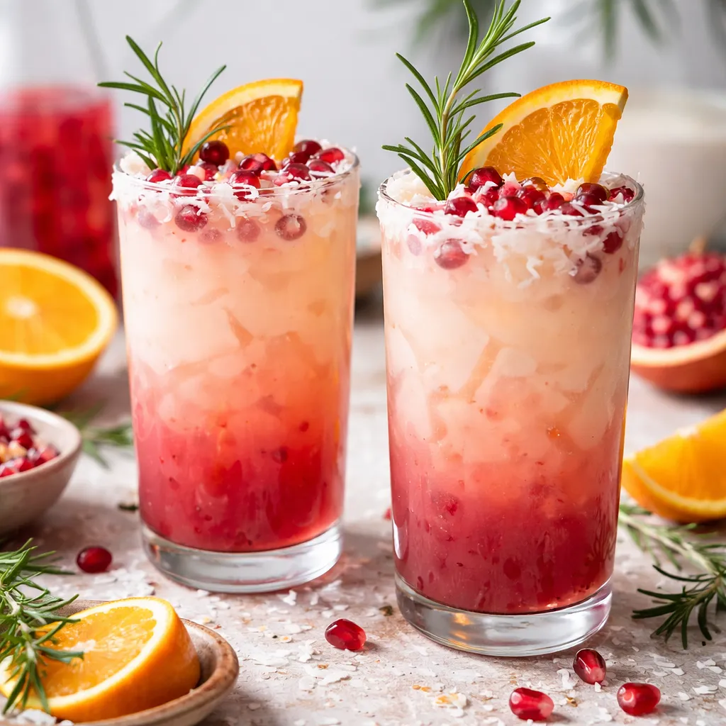 Recipe for: Winter Orange-Pomegranate Cocktail with Hibiscus and Coconut (fusion) - photo 1