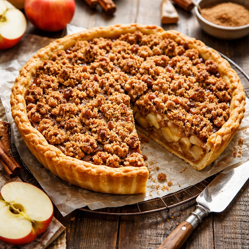 Traditional Apple Pie on Shortcrust Pastry with Cinnamon Crumble - photo 1
