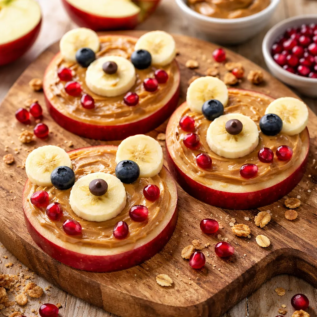 Jabłkowe Misie z Masłem Orzechowym i Pestkami Granatu - zdjęcie 1