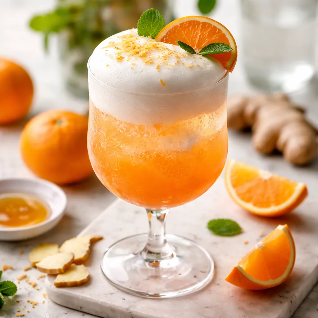 Przepis na: Mandarynkowo-imbir Fizz z Chmurką Aquafaby - zdjęcie 1