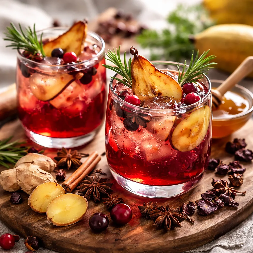 Przepis na: Zimowy napój z pieczonej gruszki, hibiskusa i imbiru (wegetariański) - zdjęcie 1