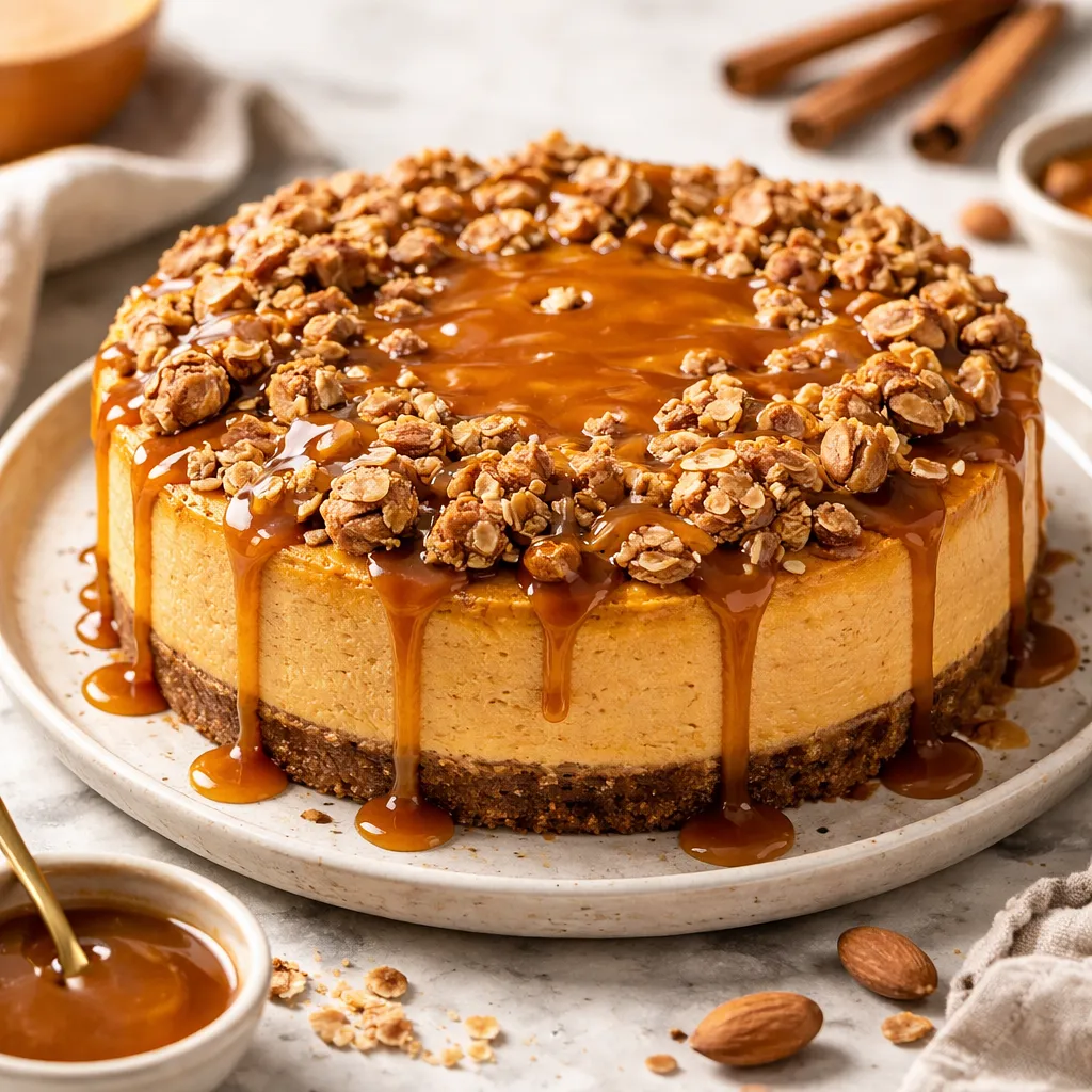 Sernik dyniowy z owsiano-migdałową kruszonką i sosem karmelowym (wariant 3f14ba43) - zdjęcie 1
