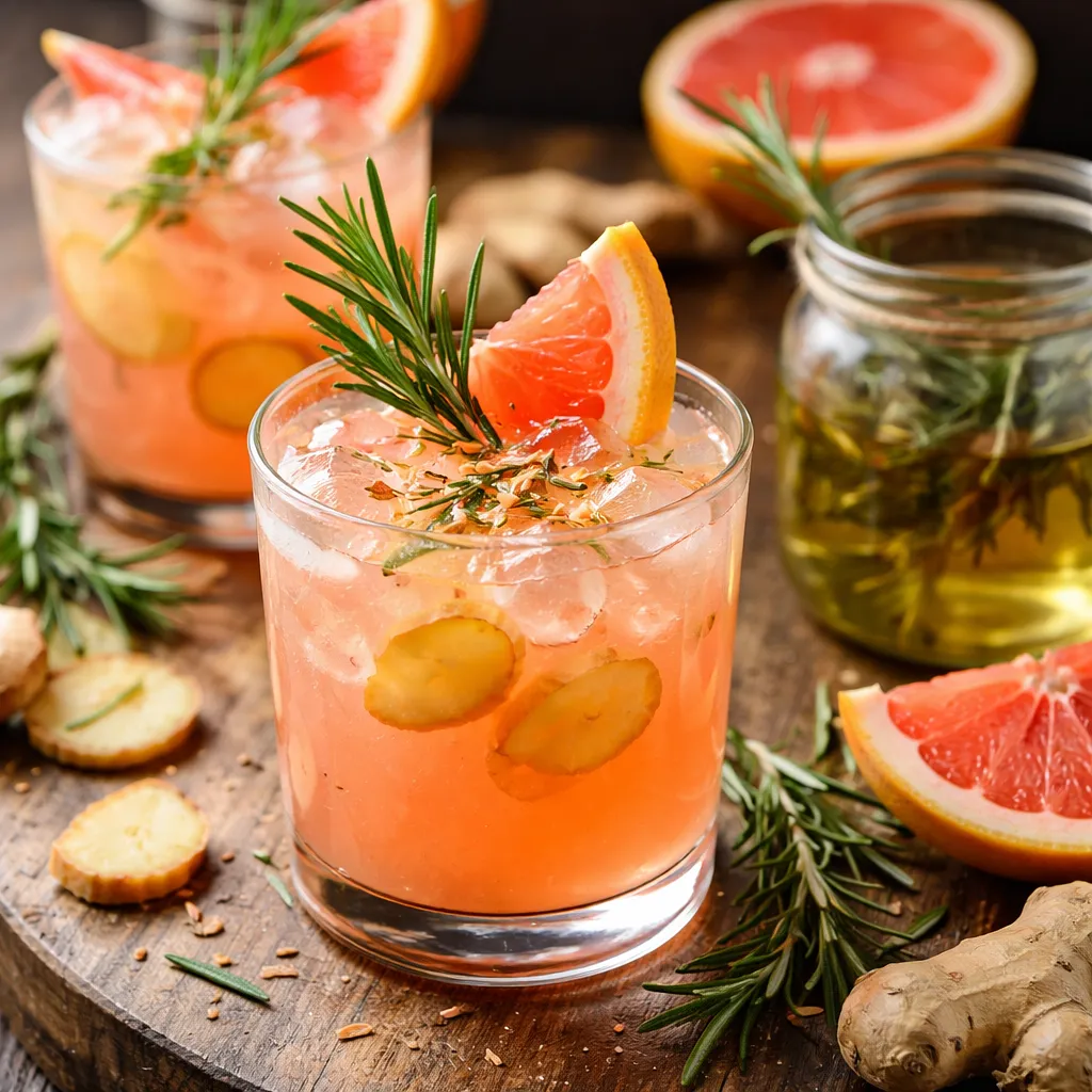 Recipe for: Winter Grapefruit-Ginger Cocktail with Rosemary Syrup - photo 1