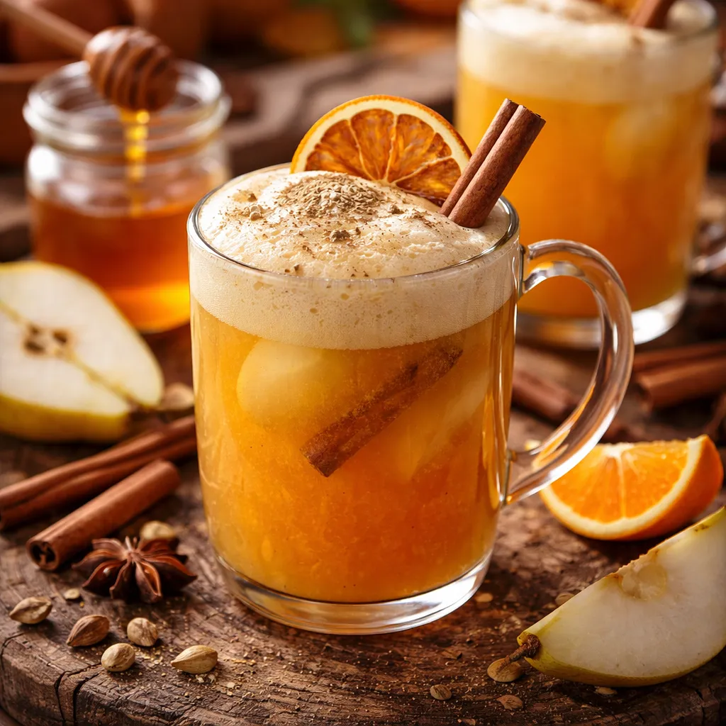 Gorący cydr pomarańczowo‑gruszkowy z miodowo‑kardamonową pianką (wariant e49acb17) - zdjęcie 1