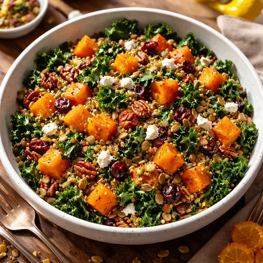 Autumn salad with roasted butternut squash, kale, and quinoa - photo 1