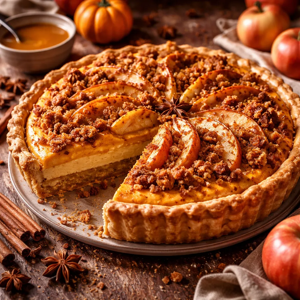 Autumn Apple Pie with Pumpkin Puree and Gingerbread Crumble - photo 1