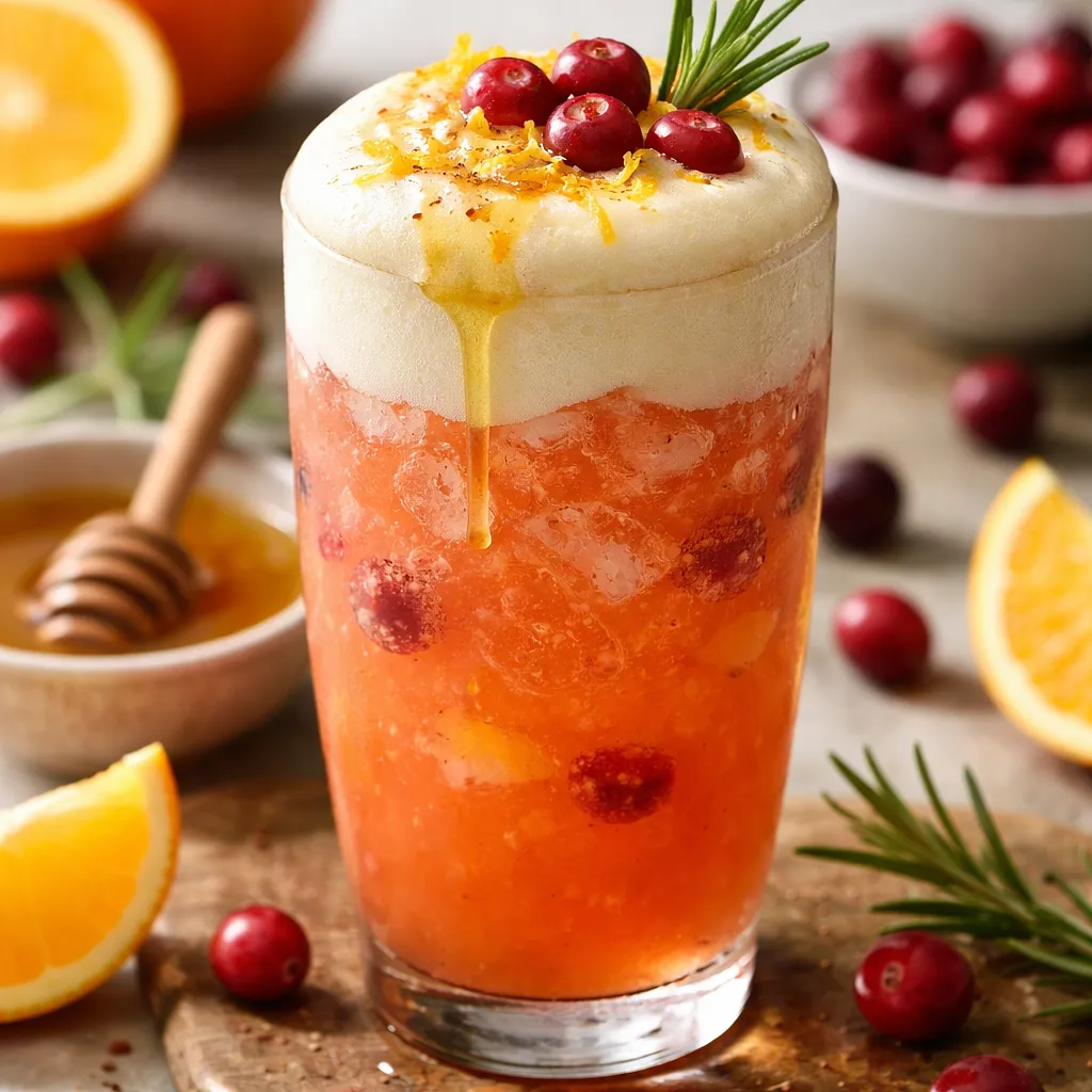Traditional orange-cranberry drink with honey foam - photo 1