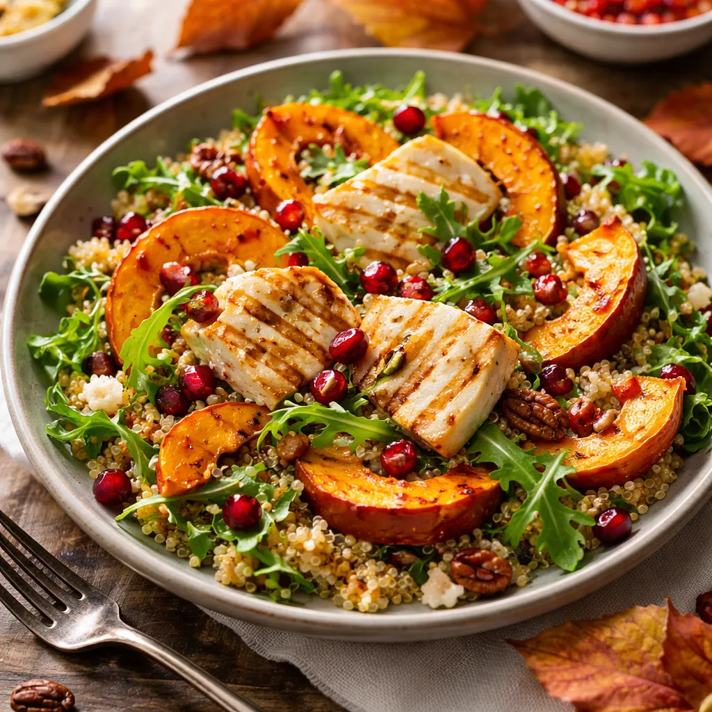 Jesienna sałatka z pieczoną dynią, quinoa i grillowanym halloumi - zdjęcie 1