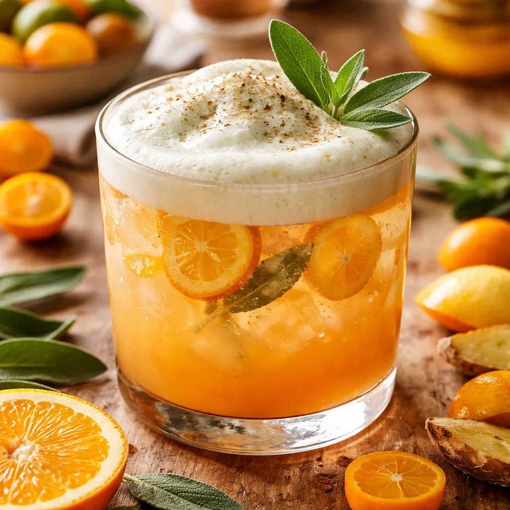 Seasonal Fusion Cocktail: Orange & Kumquat with Ginger and Sage Foam - photo 1