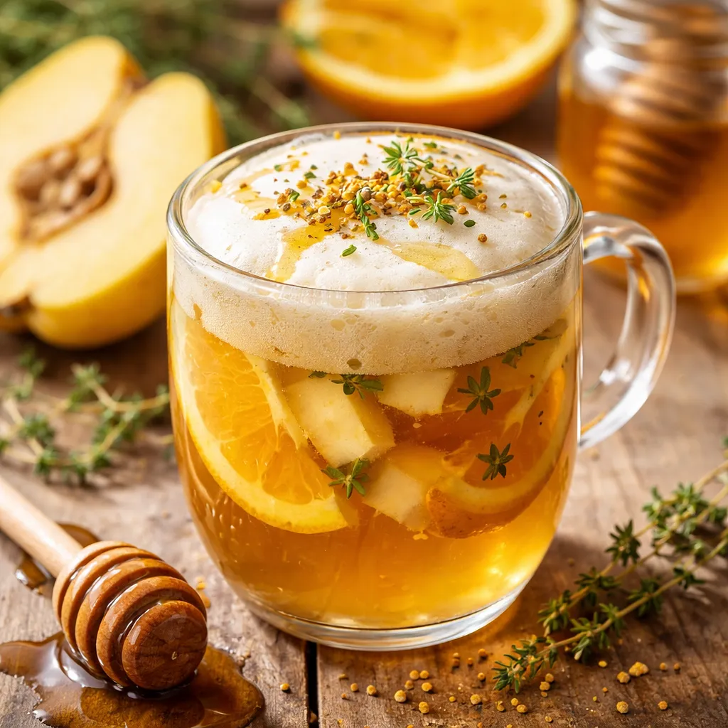 Traditional quince and orange infusion with honey foam - photo 1