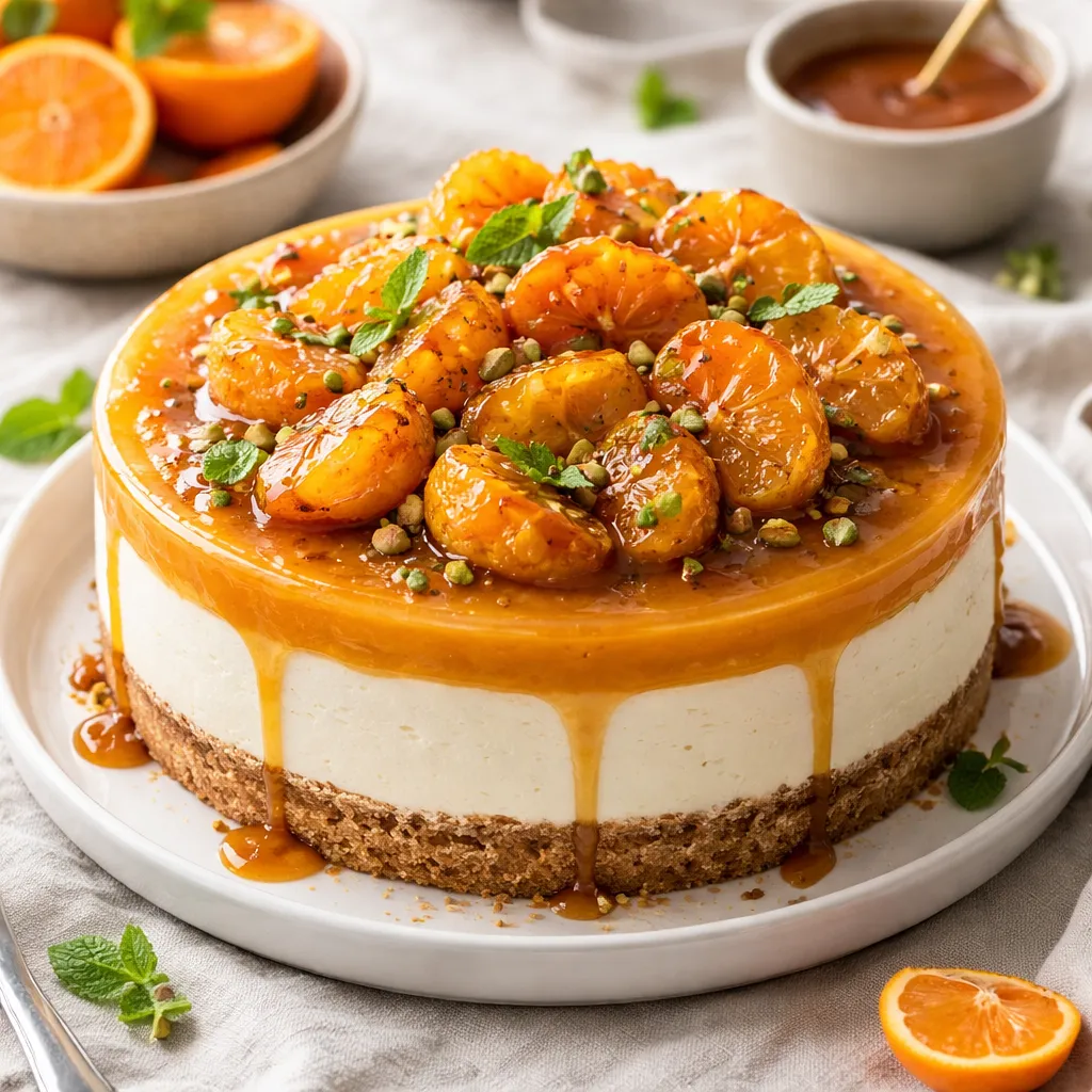 Warstwowy sernik bez pieczenia z karmelizowanymi mandarynkami (wariant 9d4b5b08) - zdjęcie 1
