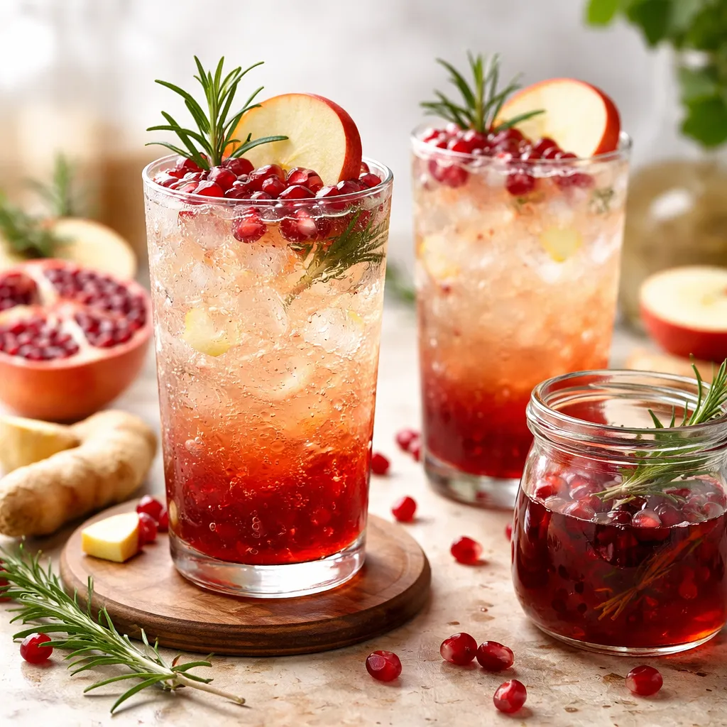 Quick seasonal drink: sparkling apple-pomegranate syrup with ginger and rosemary - photo 1
