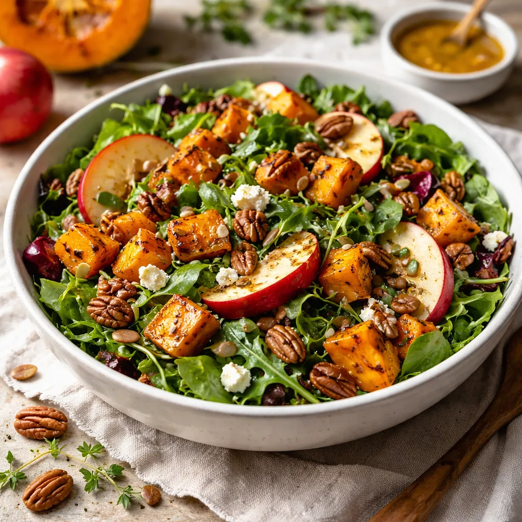 Recipe for: Seasonal salad with roasted pumpkin, apples, and toasted nuts - photo 1