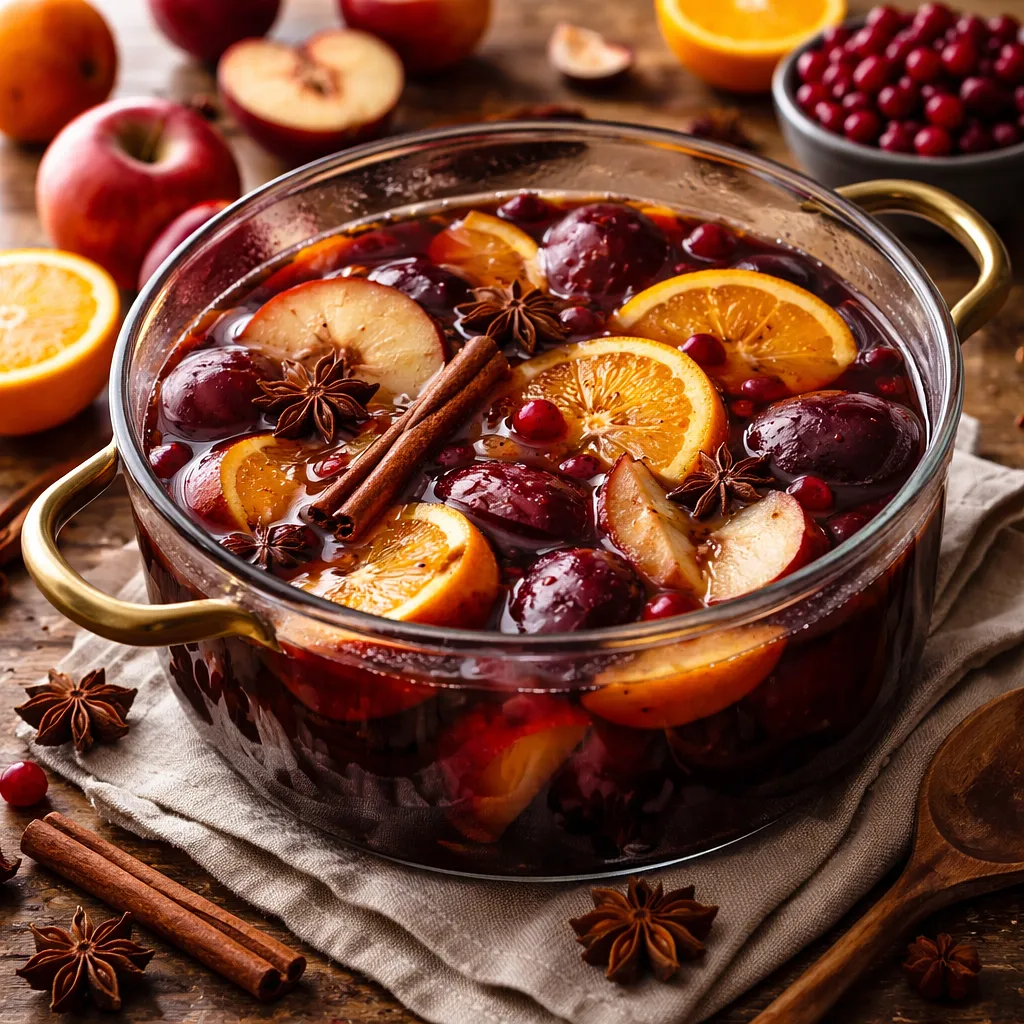 Traditional Winter Spiced Compote with Apples, Plums, and Oranges - photo 1